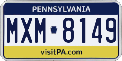 PA license plate MXM8149