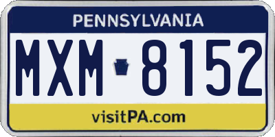 PA license plate MXM8152