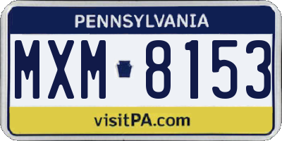 PA license plate MXM8153