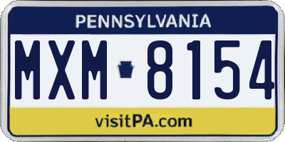 PA license plate MXM8154