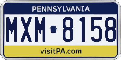 PA license plate MXM8158