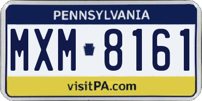 PA license plate MXM8161