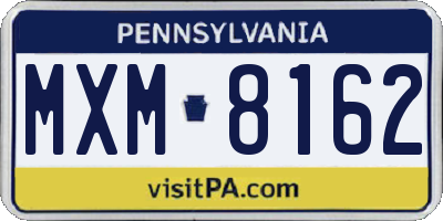 PA license plate MXM8162