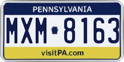 PA license plate MXM8163