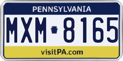 PA license plate MXM8165