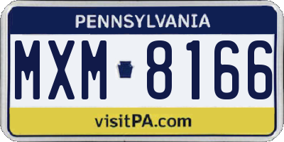 PA license plate MXM8166