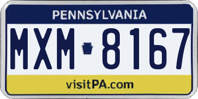 PA license plate MXM8167
