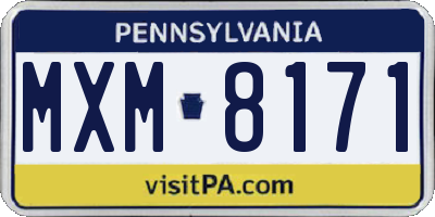 PA license plate MXM8171