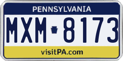 PA license plate MXM8173