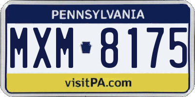 PA license plate MXM8175