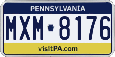 PA license plate MXM8176