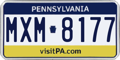 PA license plate MXM8177