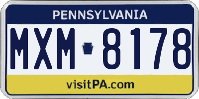 PA license plate MXM8178