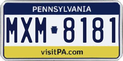 PA license plate MXM8181