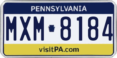 PA license plate MXM8184