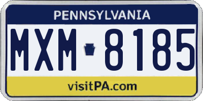 PA license plate MXM8185