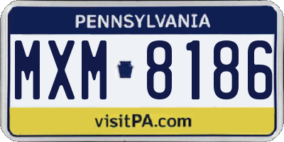 PA license plate MXM8186
