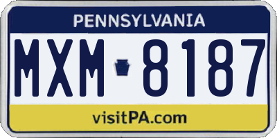 PA license plate MXM8187
