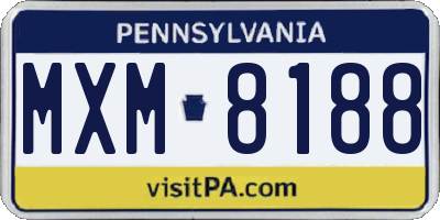 PA license plate MXM8188