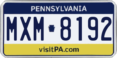 PA license plate MXM8192