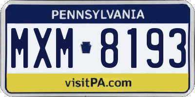PA license plate MXM8193