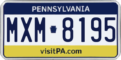 PA license plate MXM8195