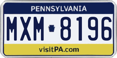 PA license plate MXM8196