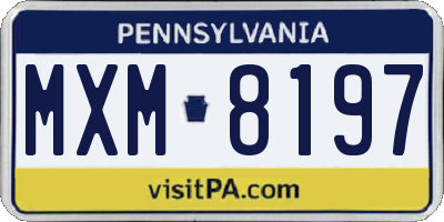 PA license plate MXM8197