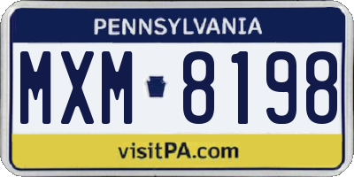 PA license plate MXM8198
