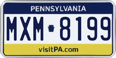 PA license plate MXM8199