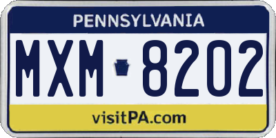 PA license plate MXM8202