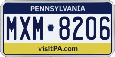 PA license plate MXM8206