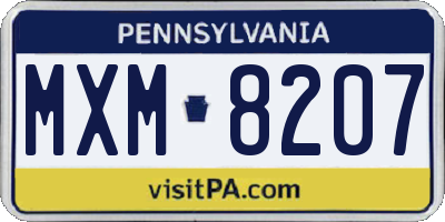 PA license plate MXM8207