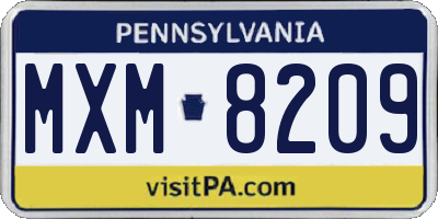 PA license plate MXM8209