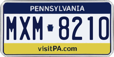 PA license plate MXM8210