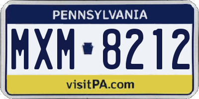 PA license plate MXM8212