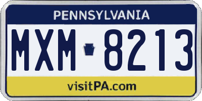 PA license plate MXM8213