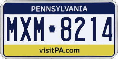PA license plate MXM8214
