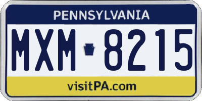 PA license plate MXM8215