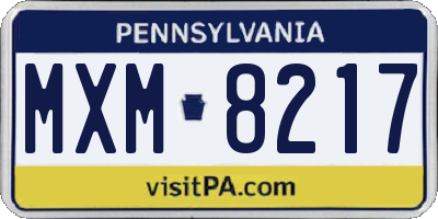 PA license plate MXM8217