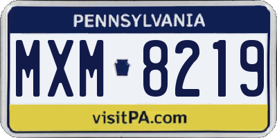PA license plate MXM8219