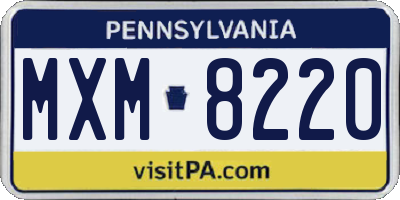 PA license plate MXM8220