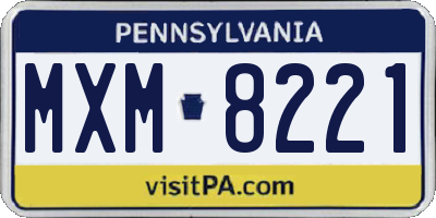 PA license plate MXM8221