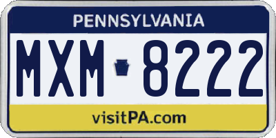 PA license plate MXM8222