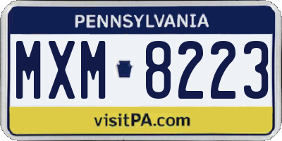 PA license plate MXM8223