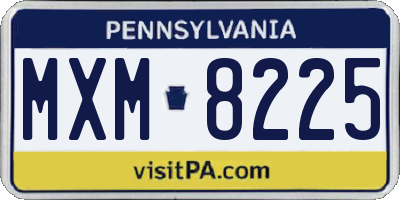 PA license plate MXM8225
