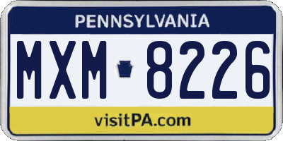 PA license plate MXM8226