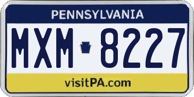 PA license plate MXM8227
