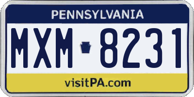 PA license plate MXM8231