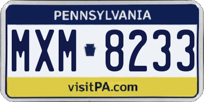 PA license plate MXM8233